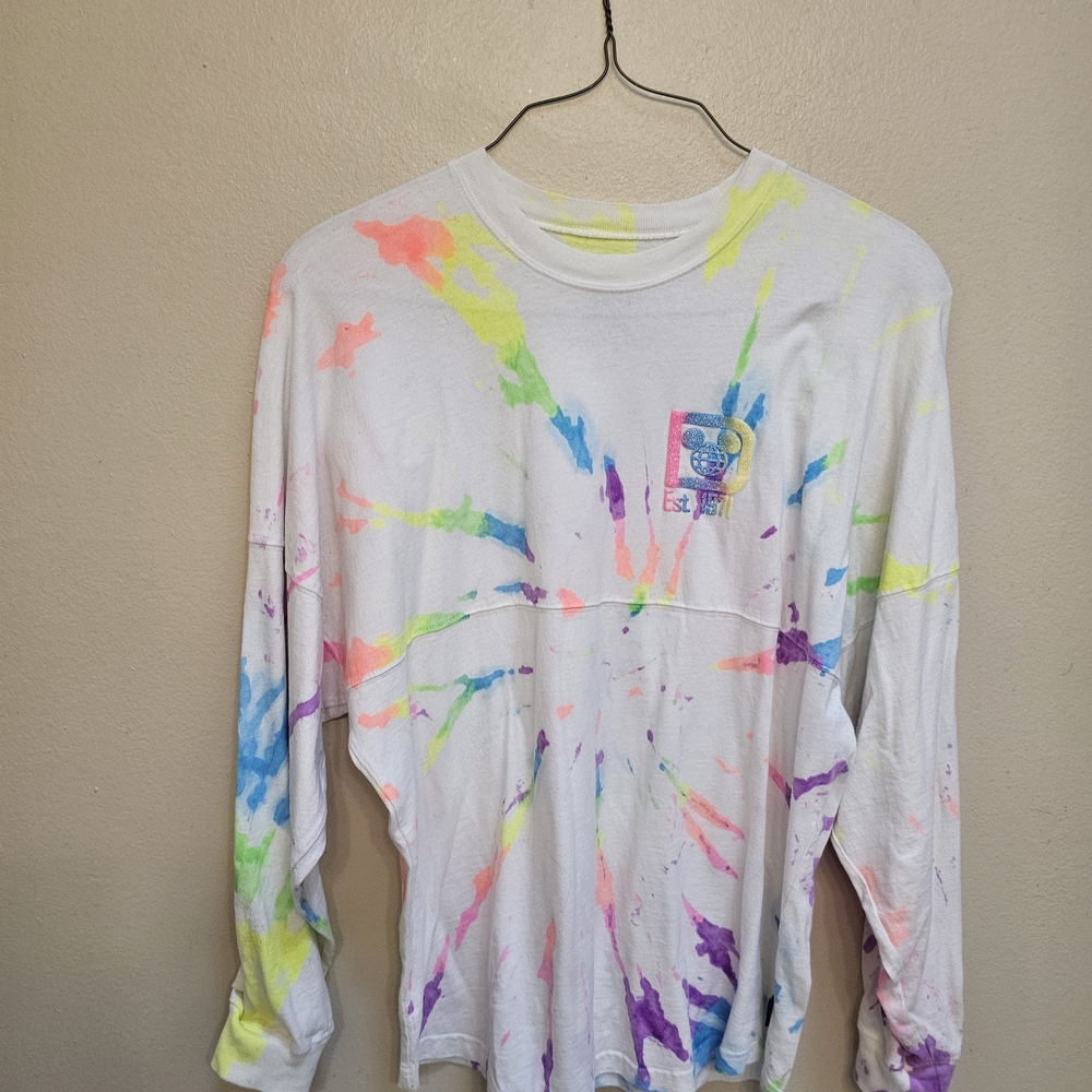 Disney White Tie-Dye Long Sleeve Top